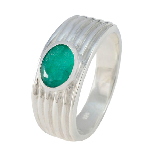 Indian Emerald Solitaire Egyptian Silver Green Gems Eye catching propsel Ring Jewelry