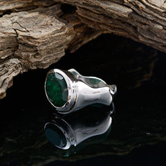 Indian Emerald Solitaire Russian Sterling Silver Green Gems Eye catching valentine Ring Jewellery