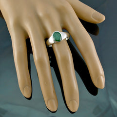 Indian Emerald Solitaire African 925 Sterling Silver Green Gems Slim Cultural Ring Jewellery