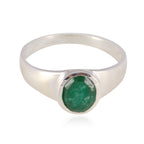 Indian Emerald Solitaire African 925 Sterling Silver Green Gems Slim Cultural Ring Jewellery