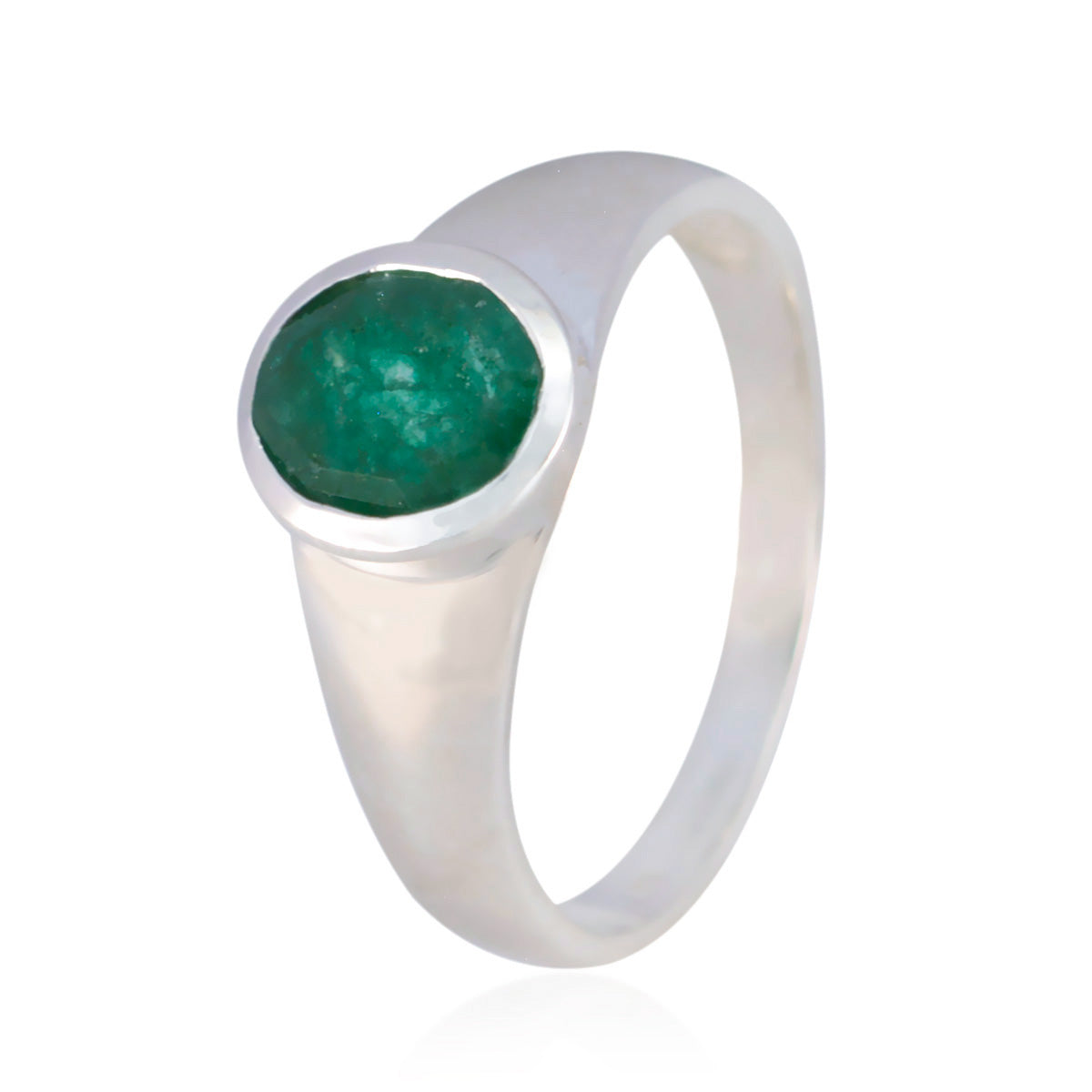 Indian Emerald Solitaire African 925 Sterling Silver Green Gems Slim Cultural Ring Jewellery