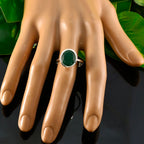 Indian Emerald Solitaire Moroccan 92.5 Silver Green Gemstones Minimal Abstract Ring Jewelry