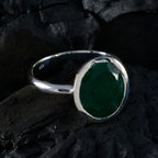 Indian Emerald Solitaire Moroccan 92.5 Silver Green Gemstones Minimal Abstract Ring Jewelry