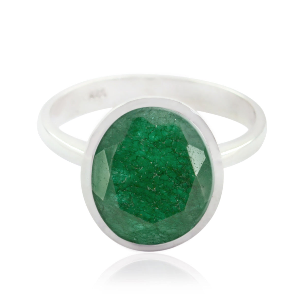 Indian Emerald Solitaire Moroccan 92.5 Silver Green Gemstones Minimal Abstract Ring Jewelry Image principale du produit