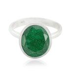 Indian Emerald Solitaire Moroccan 92.5 Silver Green Gemstones Minimal Abstract Ring Jewelry