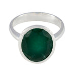 Indian Emerald Solitaire Moroccan 92.5 Silver Green Gemstones Minimal Abstract Ring Jewelry