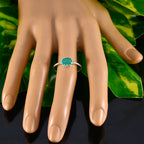Indian Emerald Solitaire Turkish 925 Sterling Silver Green Gems Elegant  Twist Ring Jewellery