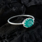 Indian Emerald Solitaire Turkish 925 Sterling Silver Green Gems Elegant  Twist Ring Jewellery