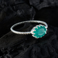 Indian Emerald Solitaire Turkish 925 Sterling Silver Green Gems Elegant  Twist Ring Jewellery