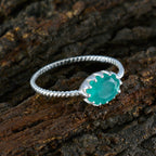 Indian Emerald Solitaire Turkish 925 Sterling Silver Green Gems Elegant  Twist Ring Jewellery