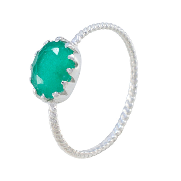 Indian Emerald Solitaire Turkish 925 Sterling Silver Green Gems Elegant  Twist Ring Jewellery