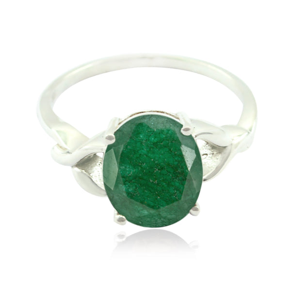 Indian Emerald Solitaire African 925 Sterling Silver Green Gemstone Featherlight Cultural Ring Jewelry