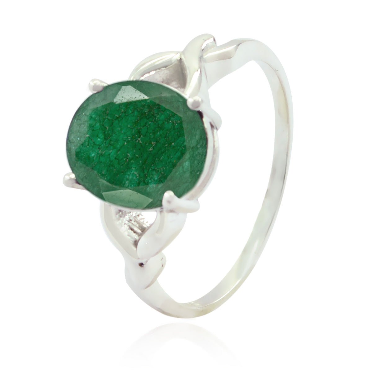 Indian Emerald Solitaire African 925 Sterling Silver Green Gemstone Featherlight Cultural Ring Jewelry