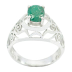 Indian Emerald Solitaire Mexican 925 Silver Green Gemstone Featherlight Filigree Ring Jewellery
