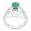 Indian Emerald Solitaire Mexican 925 Silver Green Gemstone Featherlight Filigree Ring Jewellery