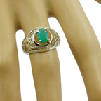 Indian Emerald Solitaire Mexican 925 Silver Green Gemstone Featherlight Filigree Ring Jewellery