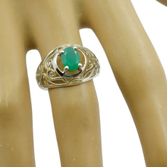 Indian Emerald Solitaire Mexican 925 Silver Green Gemstone Featherlight Filigree Ring Jewellery