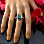 Indian Emerald Solitaire Latin American 925 Silver Green Gemstone Minimal Rope Wire Ring Jewellery