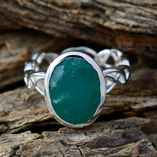 Indian Emerald Solitaire Latin American 925 Silver Green Gemstone Minimal Rope Wire Ring Jewellery
