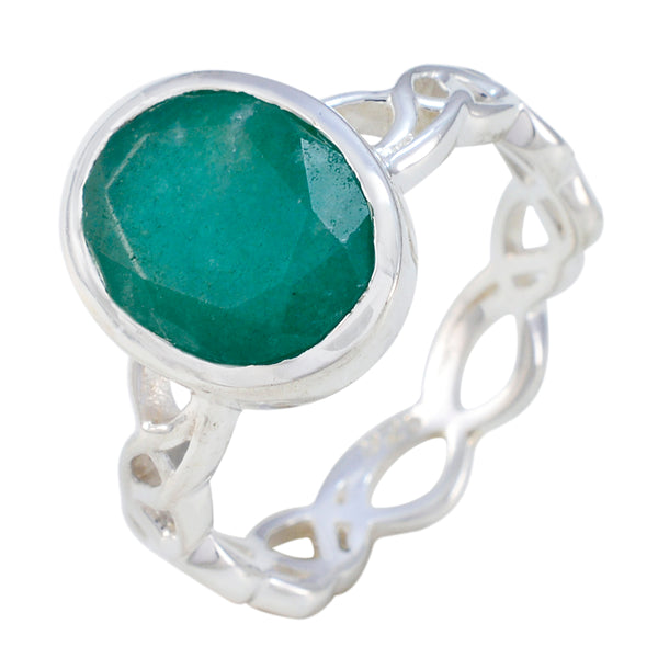 Indian Emerald Solitaire Latin American 925 Silver Green Gemstone Minimal Rope Wire Ring Jewellery