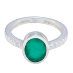 Indian Emerald Solitaire Egyptian 925 Sterling Silver Green Gemstones Featherlight Traditional Ring Jewelry