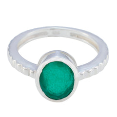 Indian Emerald Solitaire Egyptian 925 Sterling Silver Green Gemstones Featherlight Traditional Ring Jewelry