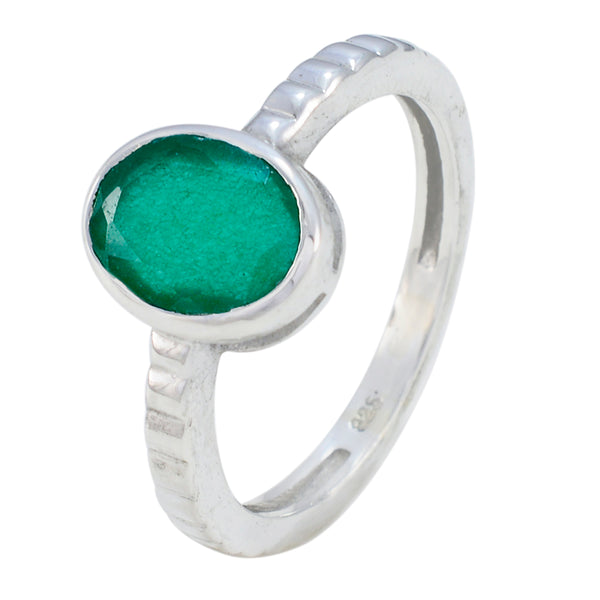 Indian Emerald Solitaire Egyptian 925 Sterling Silver Green Gemstones Featherlight Traditional Ring Jewelry