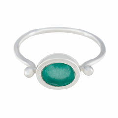 Indian Emerald Solitaire Turkish Silver Green Gemstone Dainty Abstract Ring Jewellery