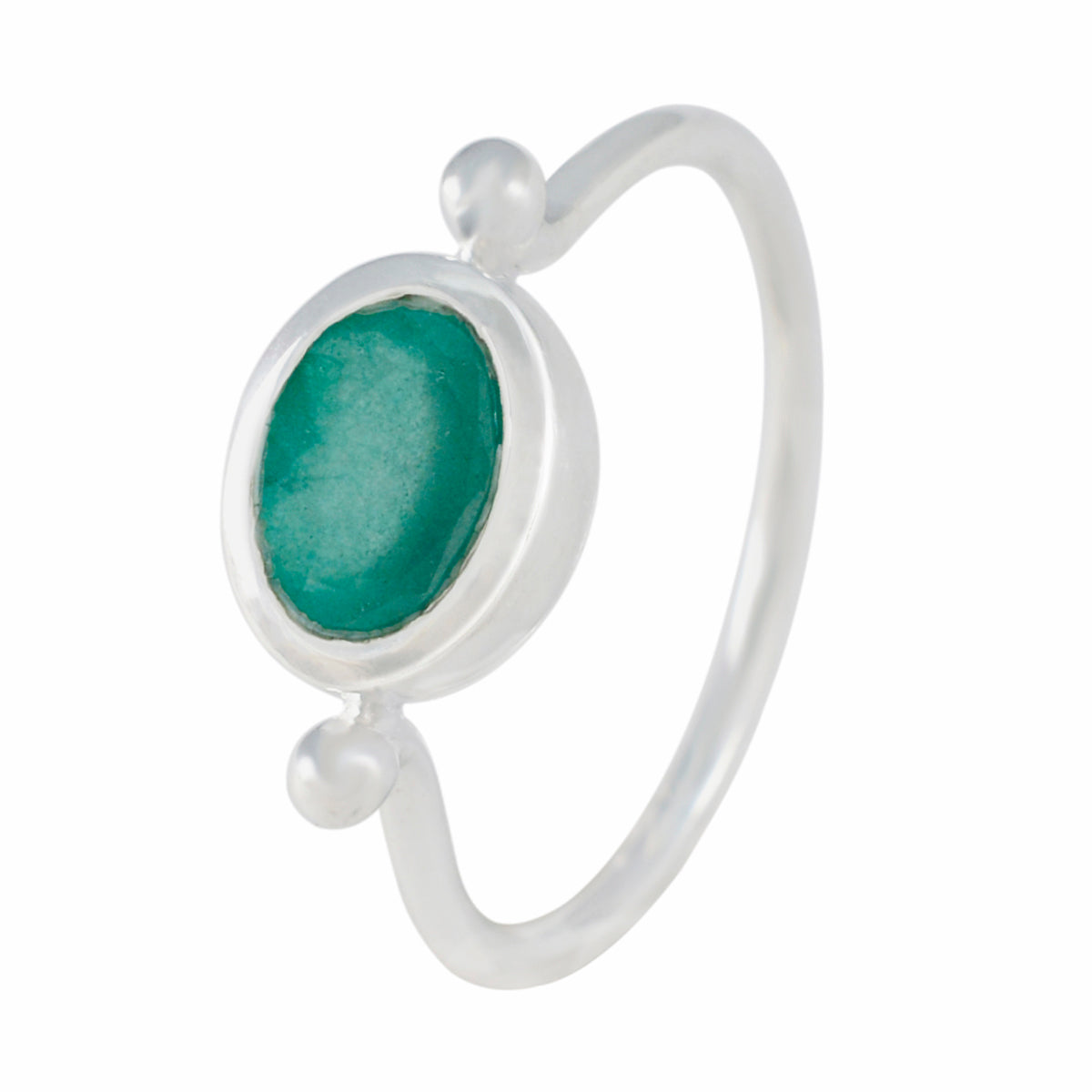 Indian Emerald Solitaire Turkish Silver Green Gemstone Dainty Abstract Ring Jewellery