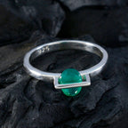 Indian Emerald Solitaire Turkish 925 Silver Green Gems Delicate Romantic Ring Jewelry
