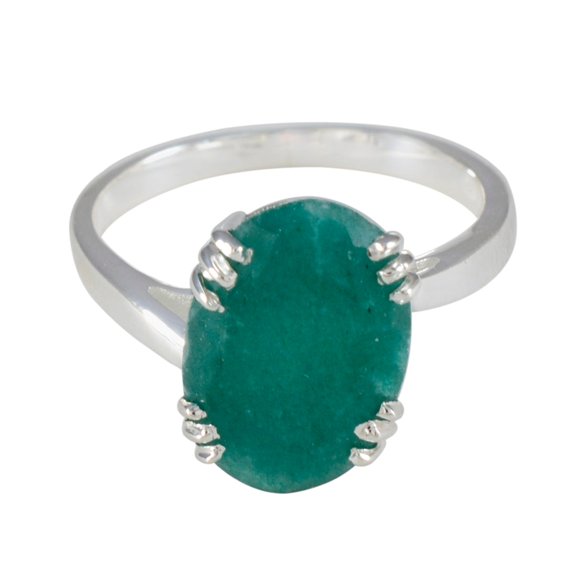 Indian Emerald Solitaire African Sterling Silver Green Gems Tiny Contemporary Ring Jewelry Hoofdafbeelding