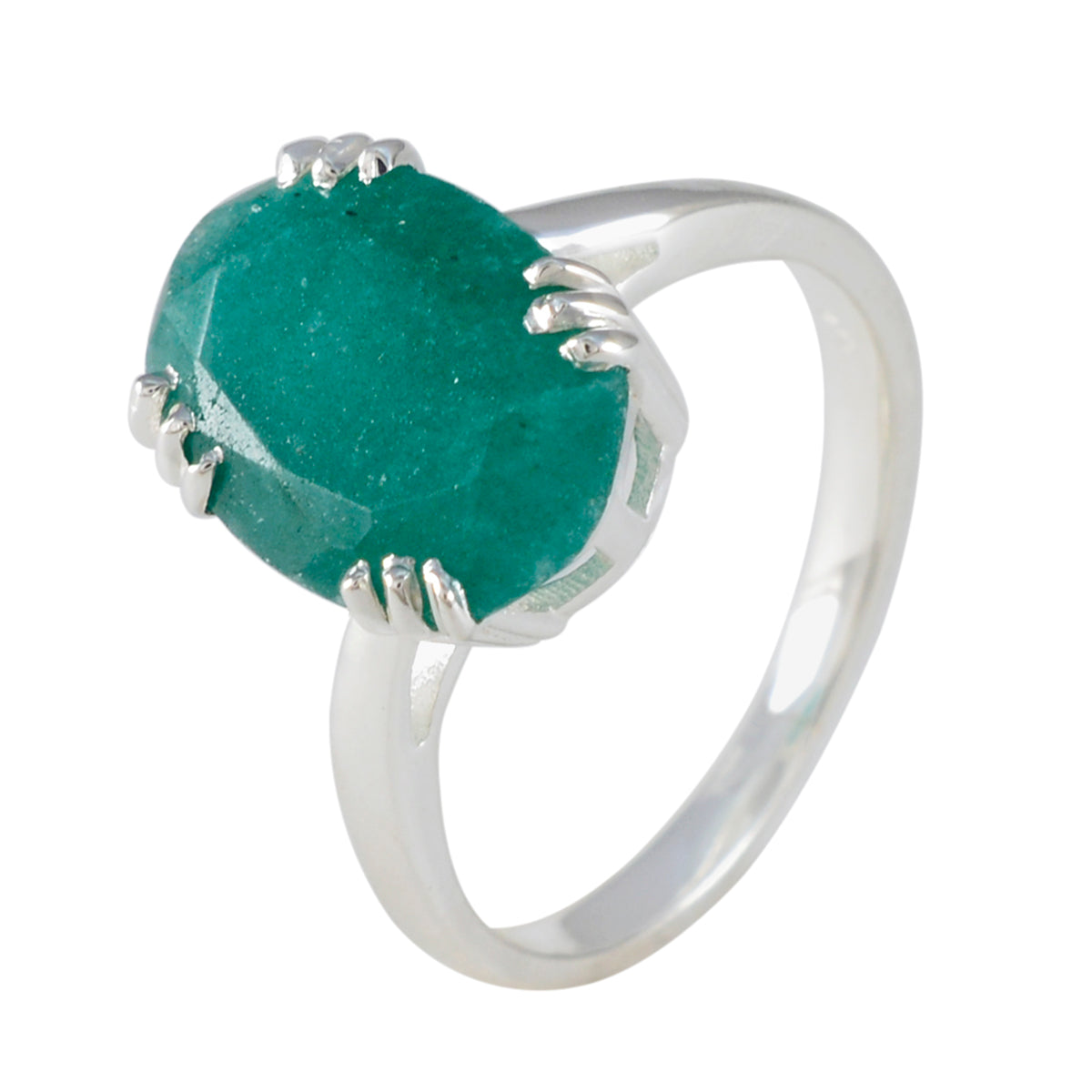 Indian Emerald Solitaire African Sterling Silver Green Gems Tiny Contemporary Ring Jewelry