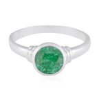 Indian Emerald Solitaire Indian 925 Silver Green Gems Featherlight Romantic Ring Jewellery