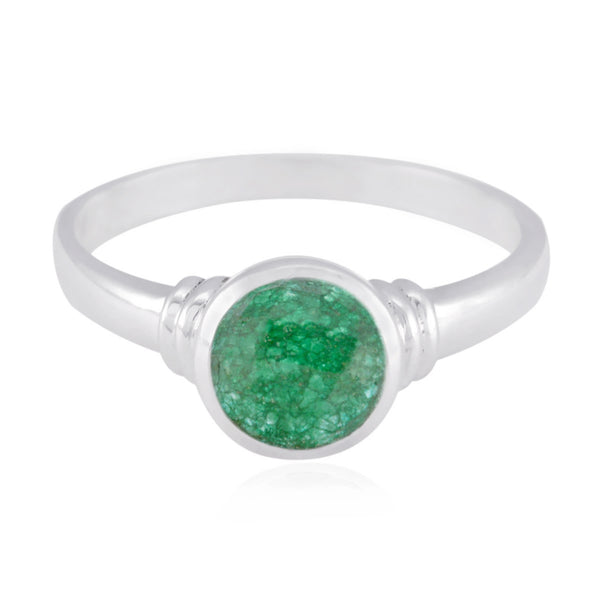 Indian Emerald Solitaire Indian 925 Silver Green Gems Featherlight Romantic Ring Jewellery