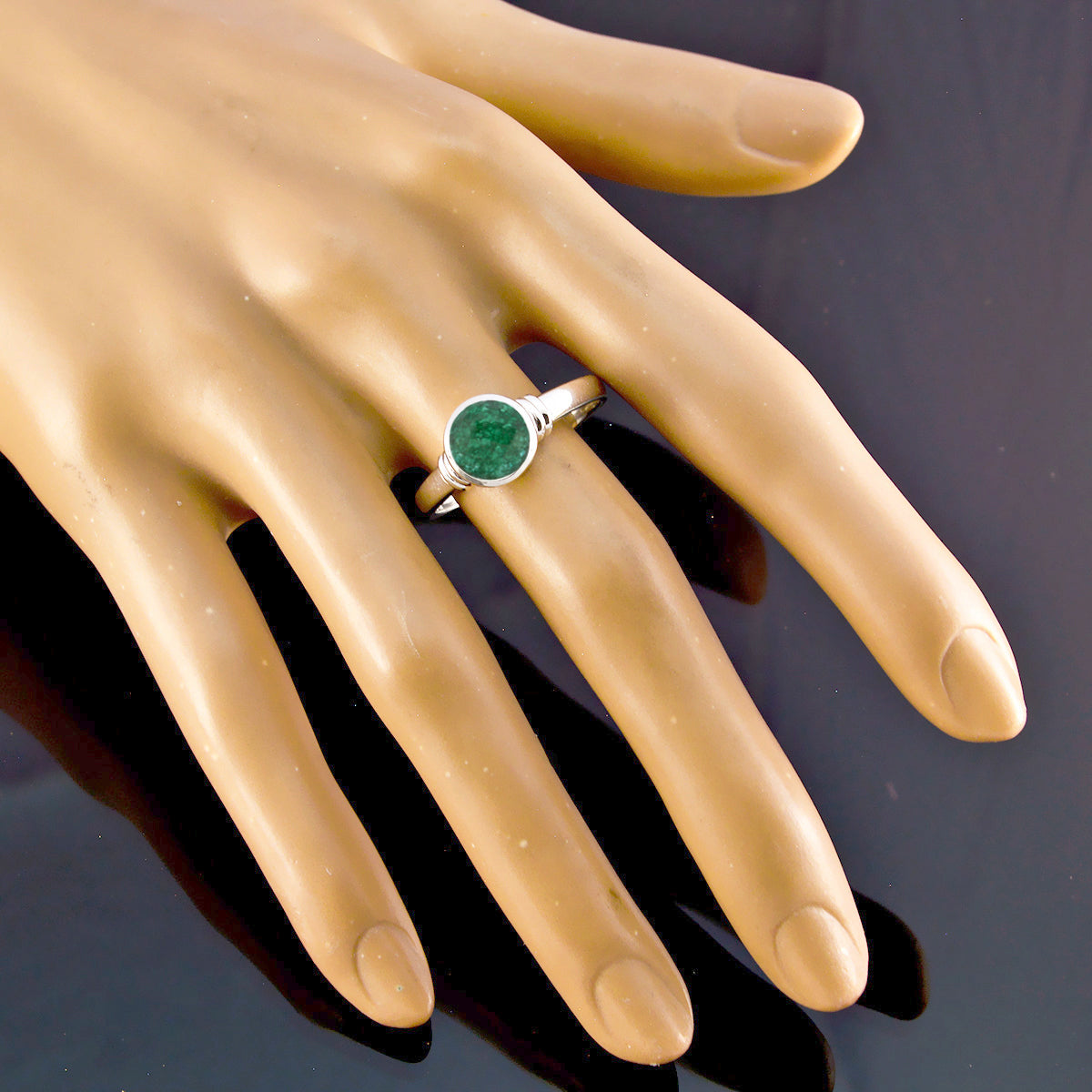 Indian Emerald Solitaire Indian 925 Silver Green Gems Featherlight Romantic Ring Jewellery