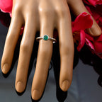 Indian Emerald Solitaire Egyptian Silver Green Gems Slim Graceful Ring Jewellery