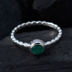 Indian Emerald Solitaire Egyptian Silver Green Gems Slim Graceful Ring Jewellery