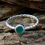 Indian Emerald Solitaire Egyptian Silver Green Gems Slim Graceful Ring Jewellery