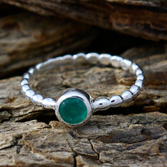 Indian Emerald Solitaire Egyptian Silver Green Gems Slim Graceful Ring Jewellery