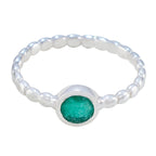 Indian Emerald Solitaire Egyptian Silver Green Gems Slim Graceful Ring Jewellery