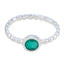 Indian Emerald Solitaire Egyptian Silver Green Gems Slim Graceful Ring Jewellery