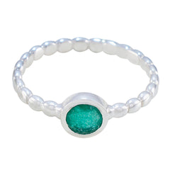 Indian Emerald Solitaire Egyptian Silver Green Gems Slim Graceful Ring Jewellery