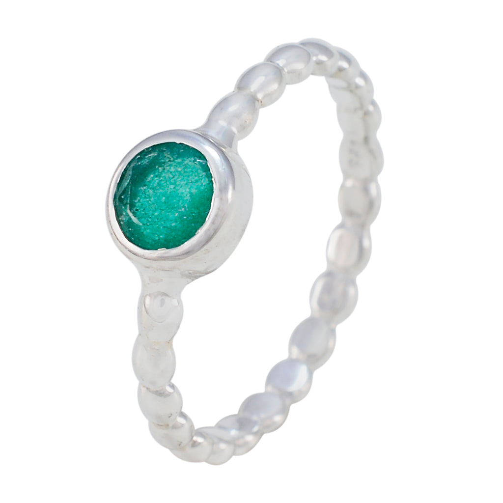 Indian Emerald Solitaire Egyptian Silver Green Gems Slim Graceful Ring Jewellery