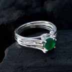 Indian Emerald Solitaire German 92.5 Silver Green Gemstone Classic Luxurious Ring Jewelry