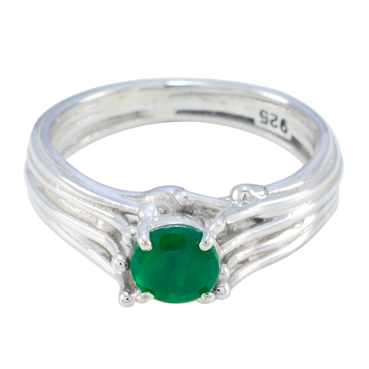 Indian Emerald Solitaire German 92.5 Silver Green Gemstone Classic Luxurious Ring Jewelry Главное изображение товара