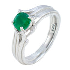 Indian Emerald Solitaire German 92.5 Silver Green Gemstone Classic Luxurious Ring Jewelry