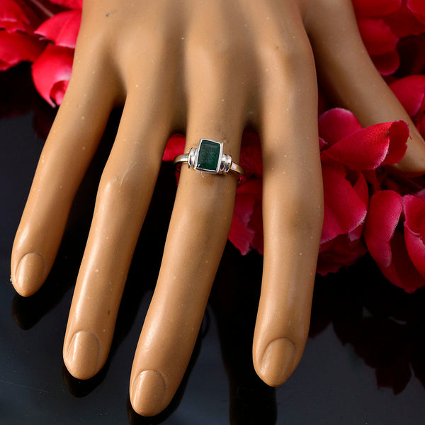 Indian Emerald Solitaire Japanese 925 Silver Green Gemstones Dainty Graceful Ring Jewellery