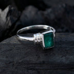 Indian Emerald Solitaire Japanese 925 Silver Green Gemstones Dainty Graceful Ring Jewellery
