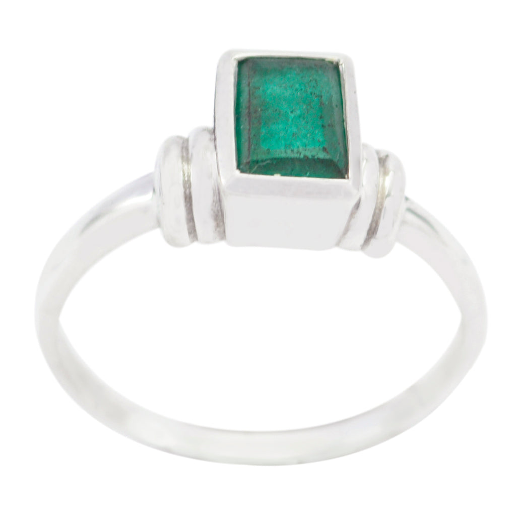 Indian Emerald Solitaire Japanese 925 Silver Green Gemstones Dainty Graceful Ring Jewellery