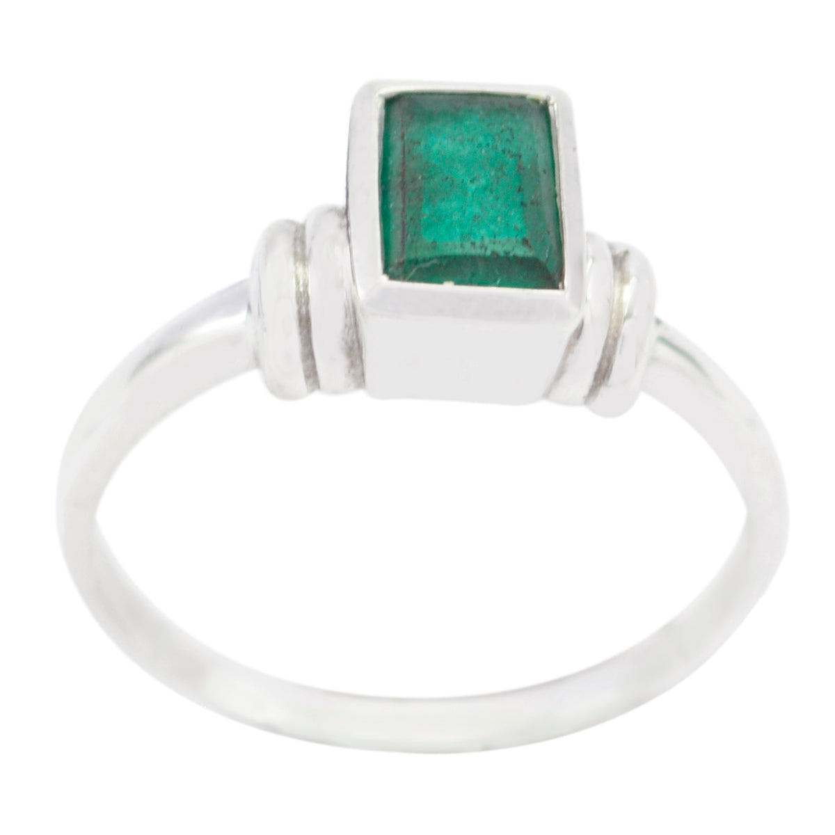 Indian Emerald Solitaire Japanese 925 Silver Green Gemstones Dainty Graceful Ring Jewellery